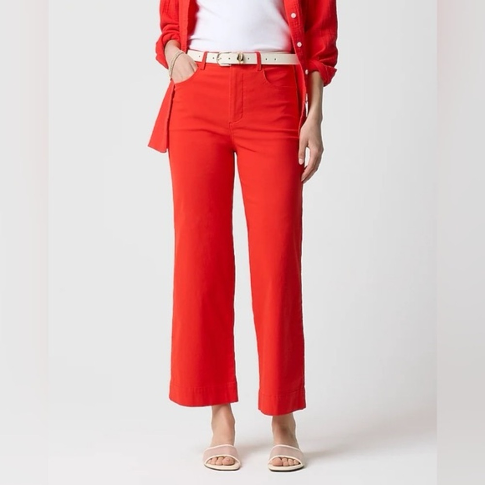 Ella High-Rise J. Crew Factory Red Wide-Leg Cropped Pants